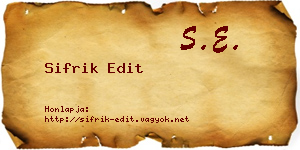 Sifrik Edit névjegykártya